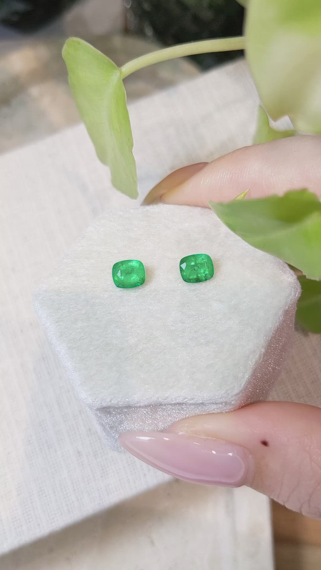 1.20&nbsp;Ct.Tw.Total Carat Weight Emerald Pair from Afghanistan Size Video