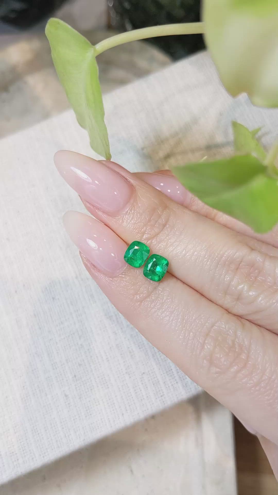 1.20&nbsp;Ct.Tw.Total Carat Weight Emerald Pair from Afghanistan Size Video