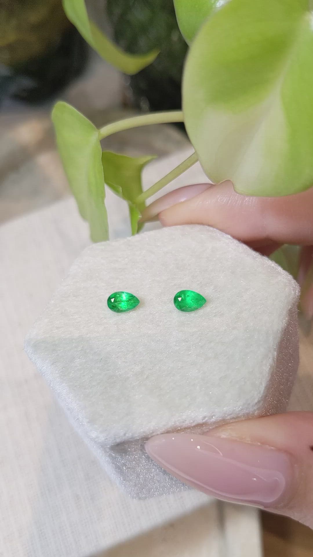 0.62&nbsp;Ct.Tw.Total Carat Weight Emerald Pair from Colombia Size Video