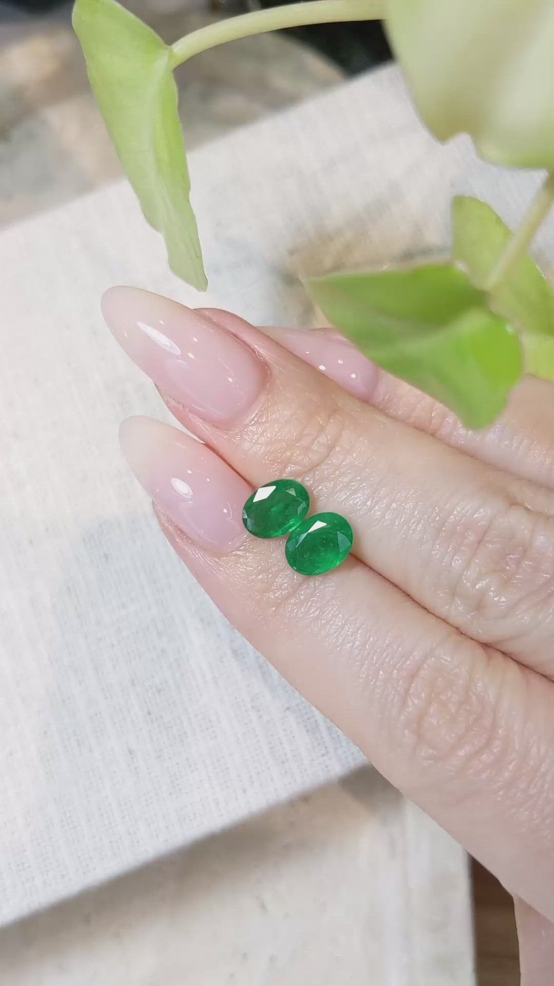 2.38 Ct.Tw.Total Carat Weight Emerald Pair from Zambia Size Video