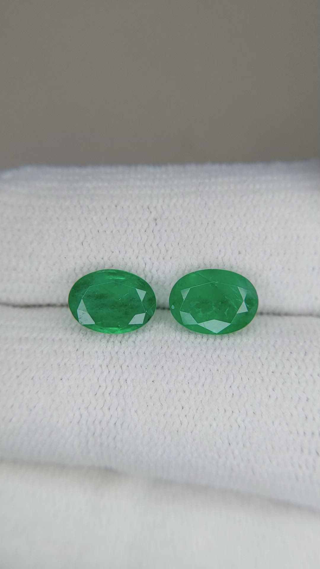 2.38 Ct.Tw.Total Carat Weight Emerald Pair from Zambia Size Video