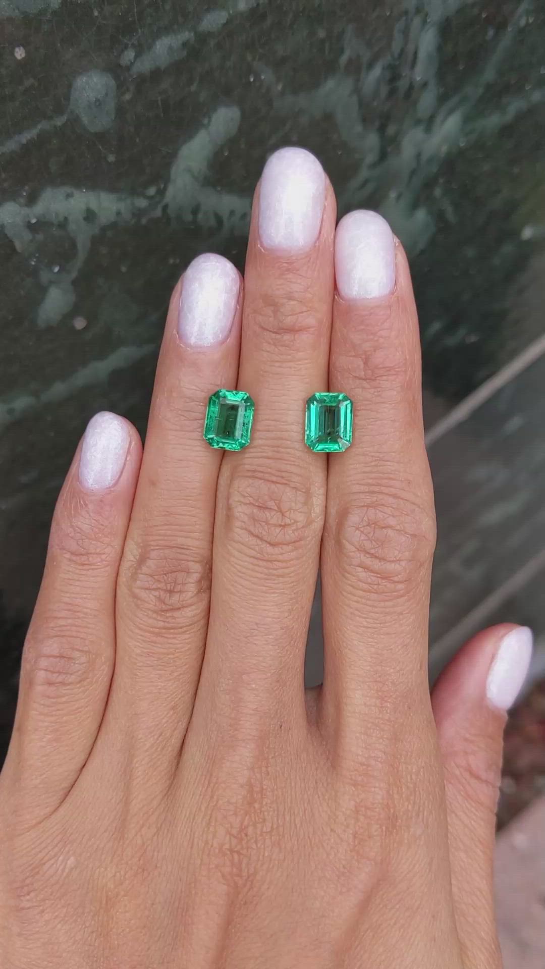 4.18&nbsp;Ct.Tw.Total Carat Weight Emerald Pair from Zambia Size Video