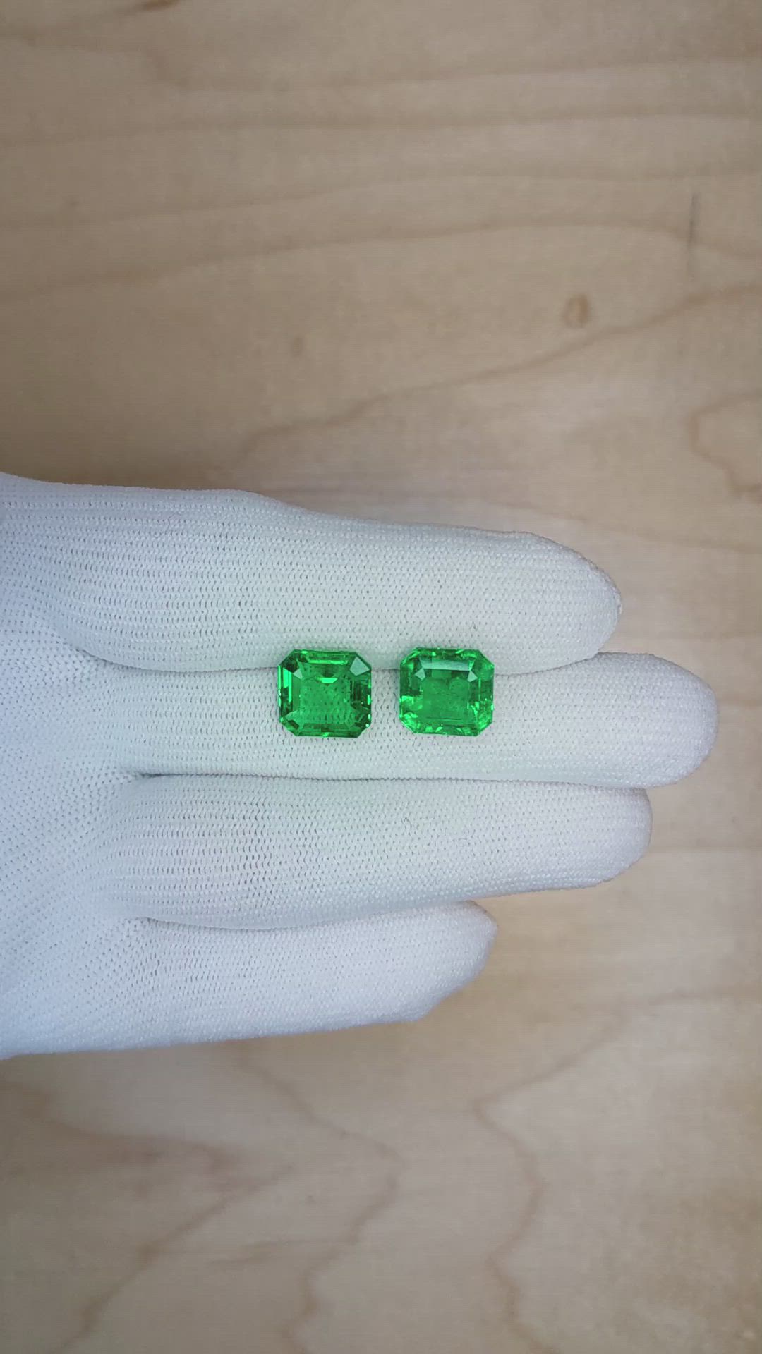 9.47 Ct.Tw.Total Carat Weight Emerald Pair from Zambia Size Video