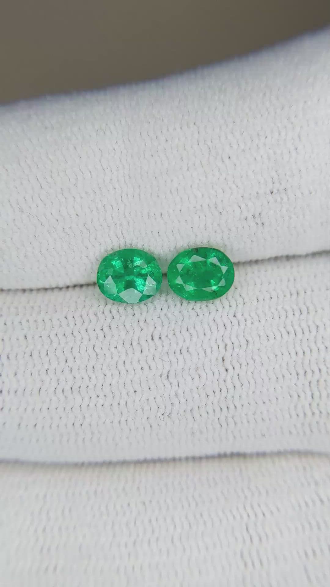 1.22 Ct.Tw.Total Carat Weight Emerald Pair from Zambia Size Video