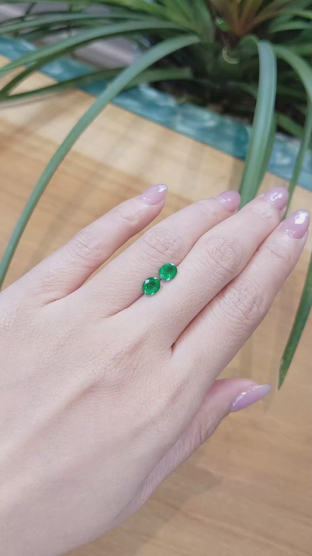 1.22 Ct.Tw.Total Carat Weight Emerald Pair from Zambia Size Video