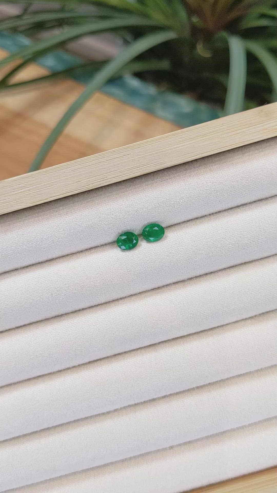 1.22 Ct.Tw.Total Carat Weight Emerald Pair from Zambia Size Video