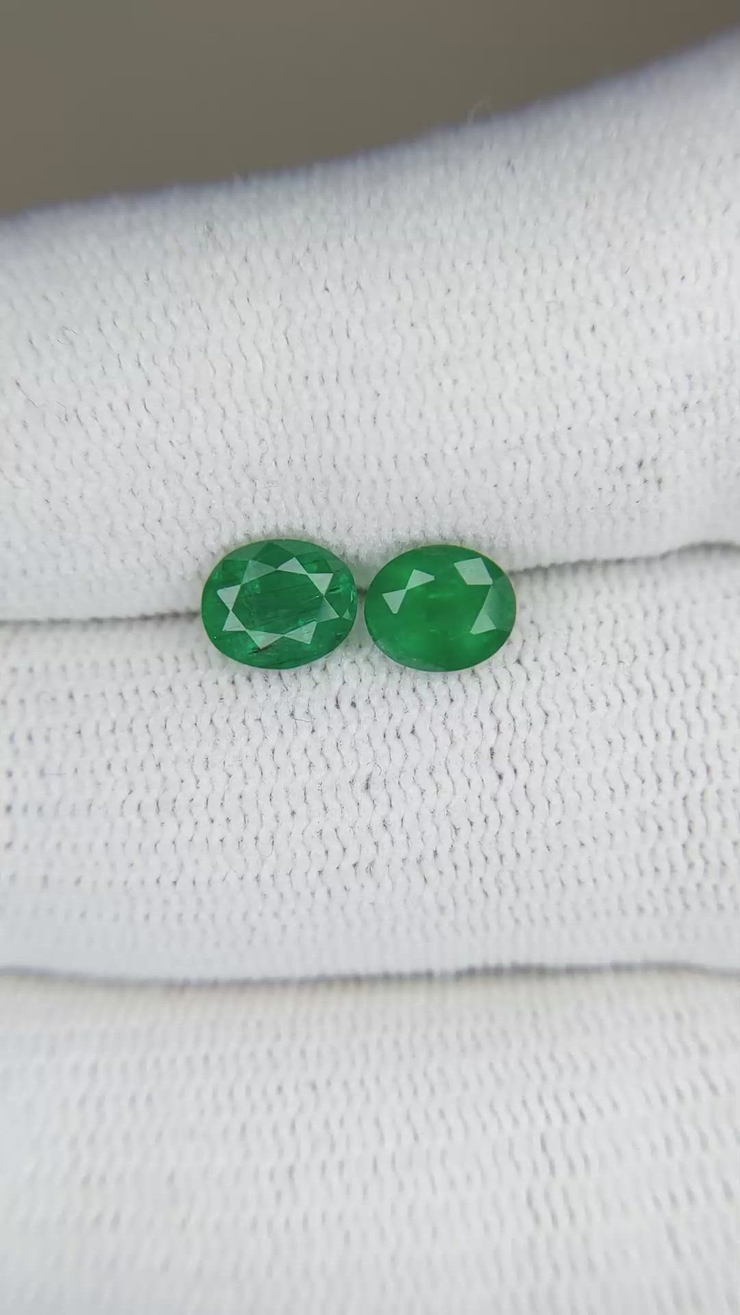 1.42 Ct.Tw.Total Carat Weight Emerald Pair from Zambia Size Video
