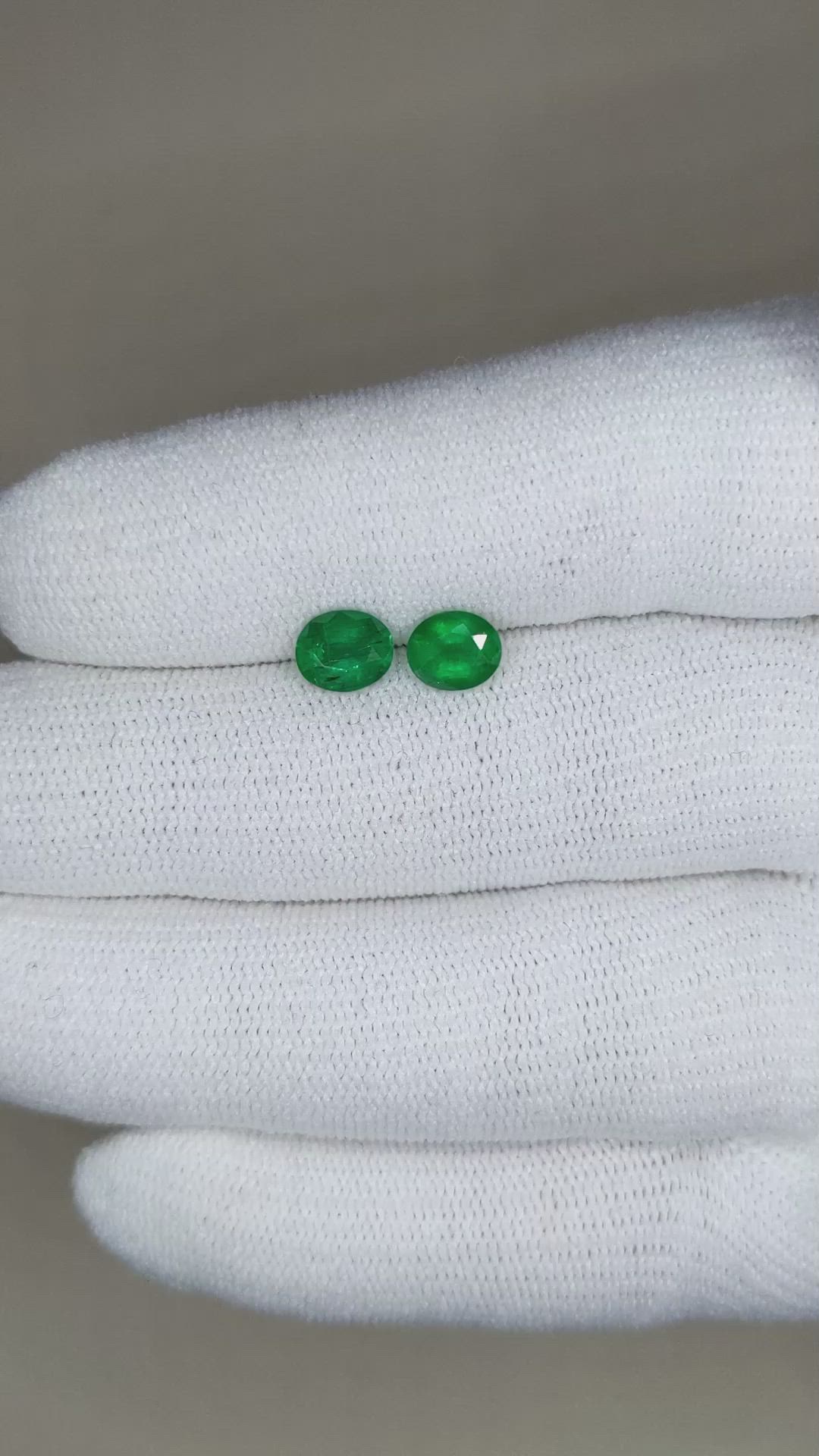 1.42 Ct.Tw.Total Carat Weight Emerald Pair from Zambia Size Video