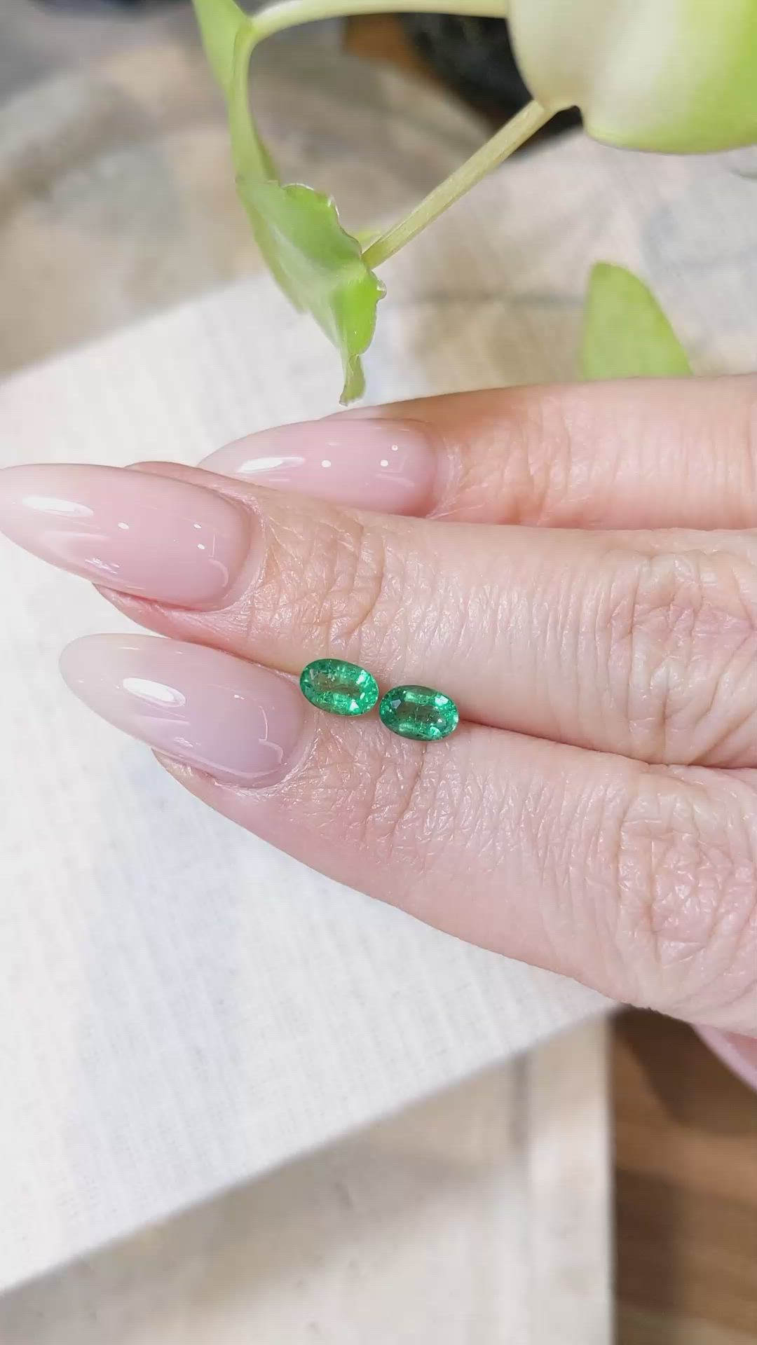 0.93&nbsp;Ct.Tw.Total Carat Weight Emerald Pair from Zambia Size Video