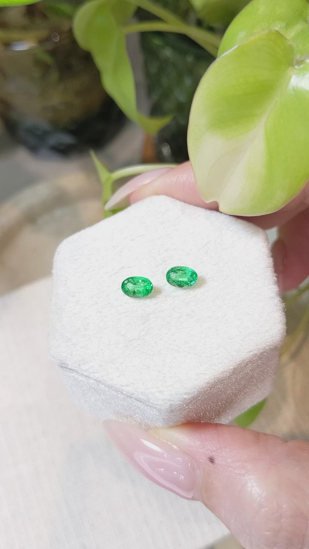 0.93&nbsp;Ct.Tw.Total Carat Weight Emerald Pair from Zambia Size Video