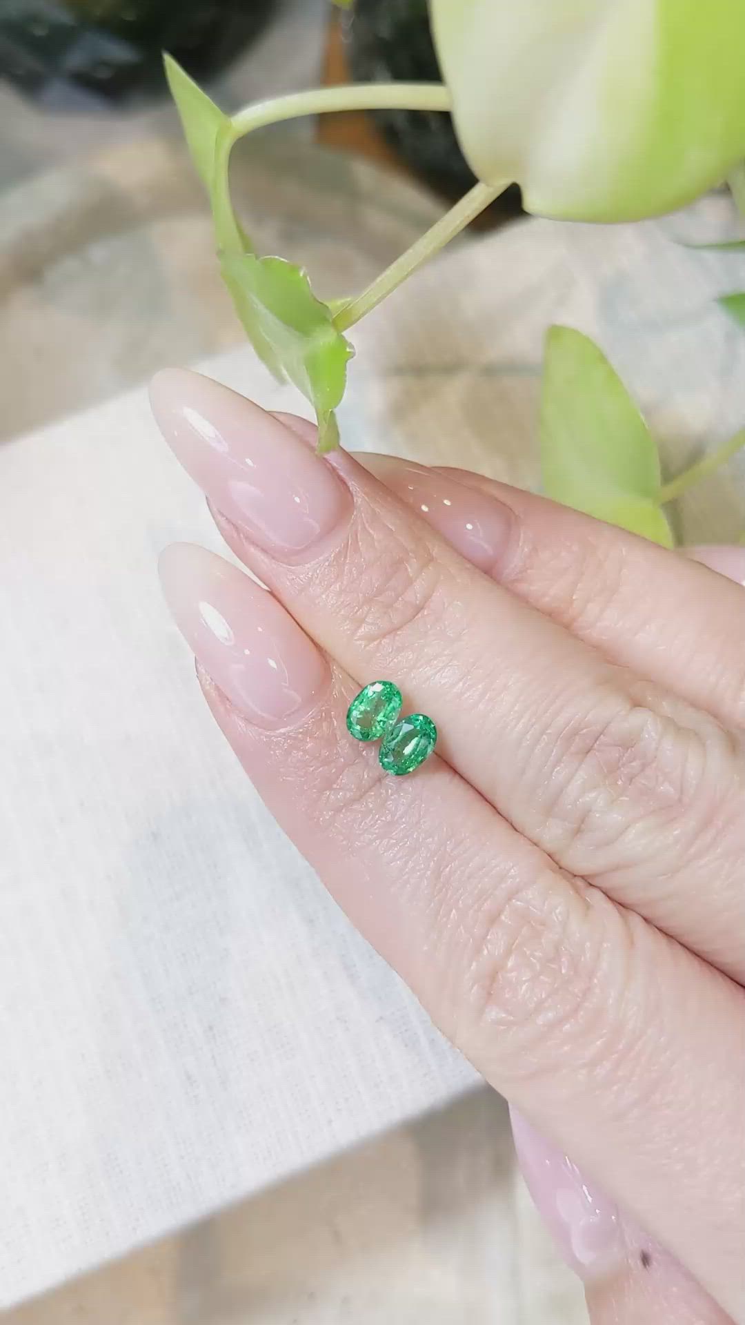 0.93&nbsp;Ct.Tw.Total Carat Weight Emerald Pair from Zambia Size Video