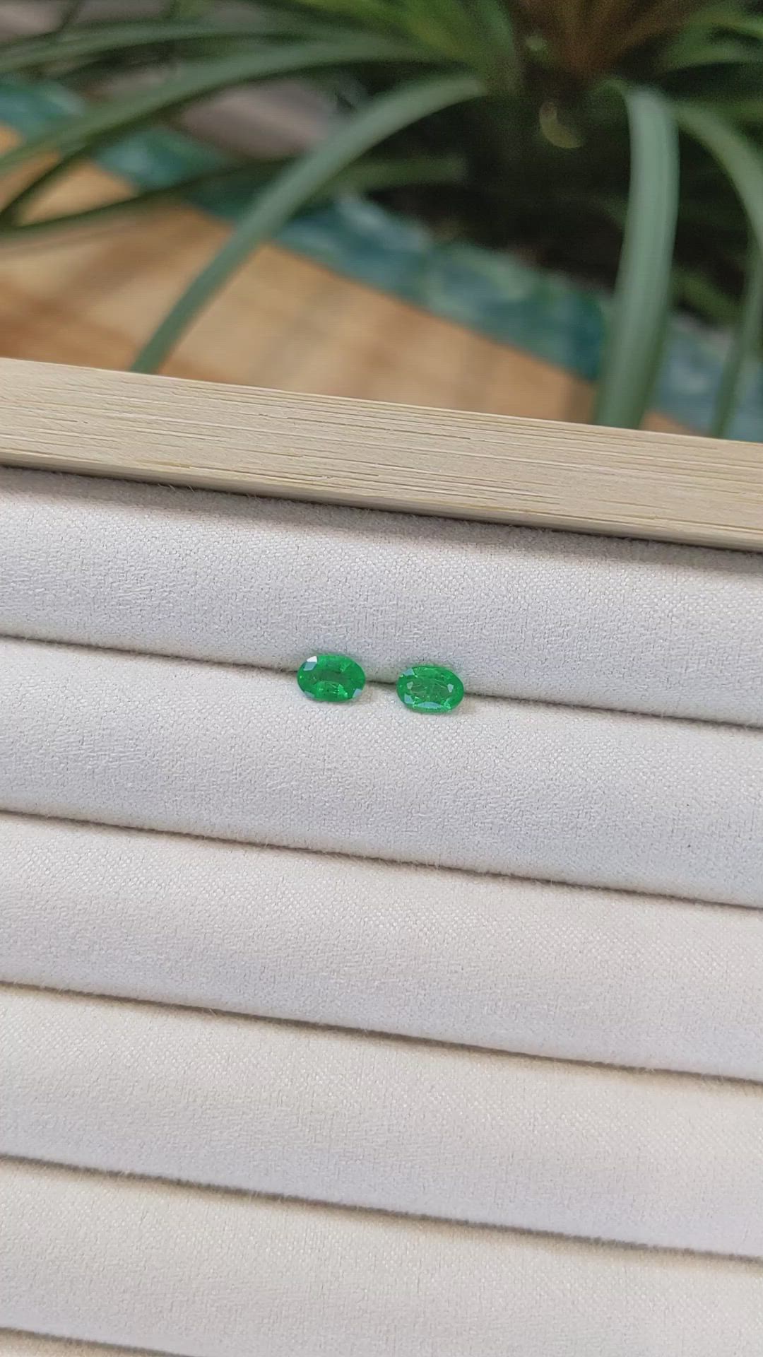 0.95 Ct.Tw.Total Carat Weight Emerald Pair from Zambia Size Video