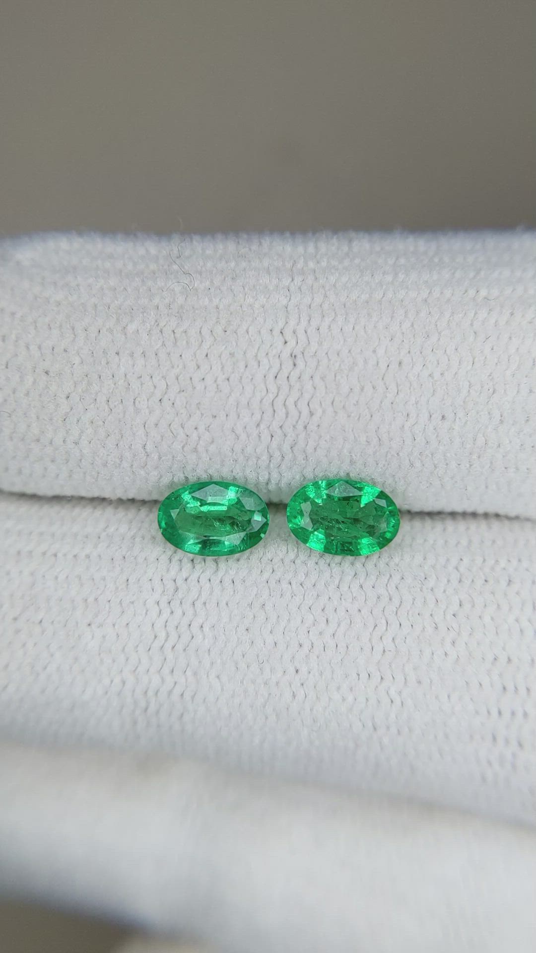 0.76 Ct.Tw.Total Carat Weight Emerald Pair from Zambia Size Video