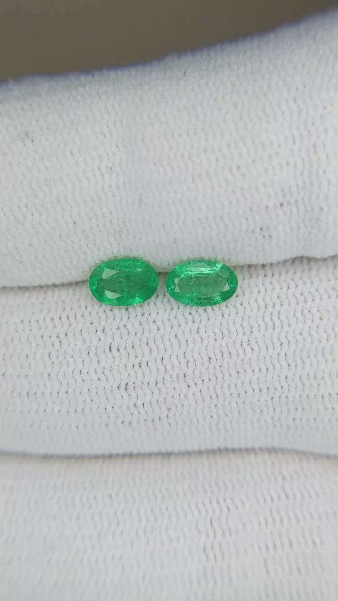 0.76 Ct.Tw.Total Carat Weight Emerald Pair from Zambia Size Video