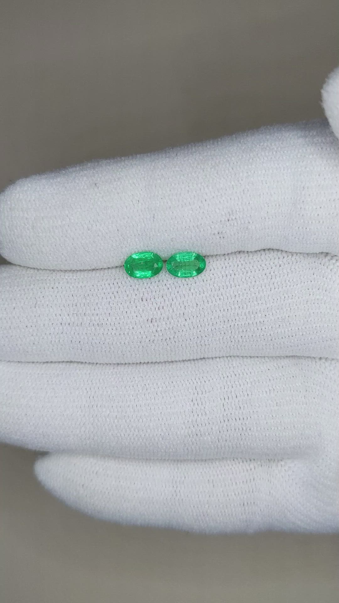 0.76 Ct.Tw.Total Carat Weight Emerald Pair from Zambia Size Video