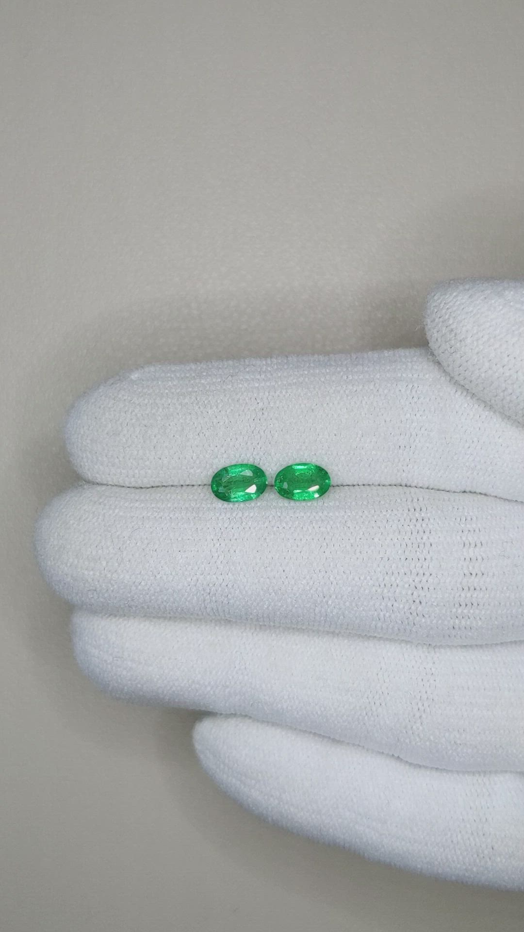 0.83 Ct.Tw.Total Carat Weight Emerald Pair from Zambia Size Video