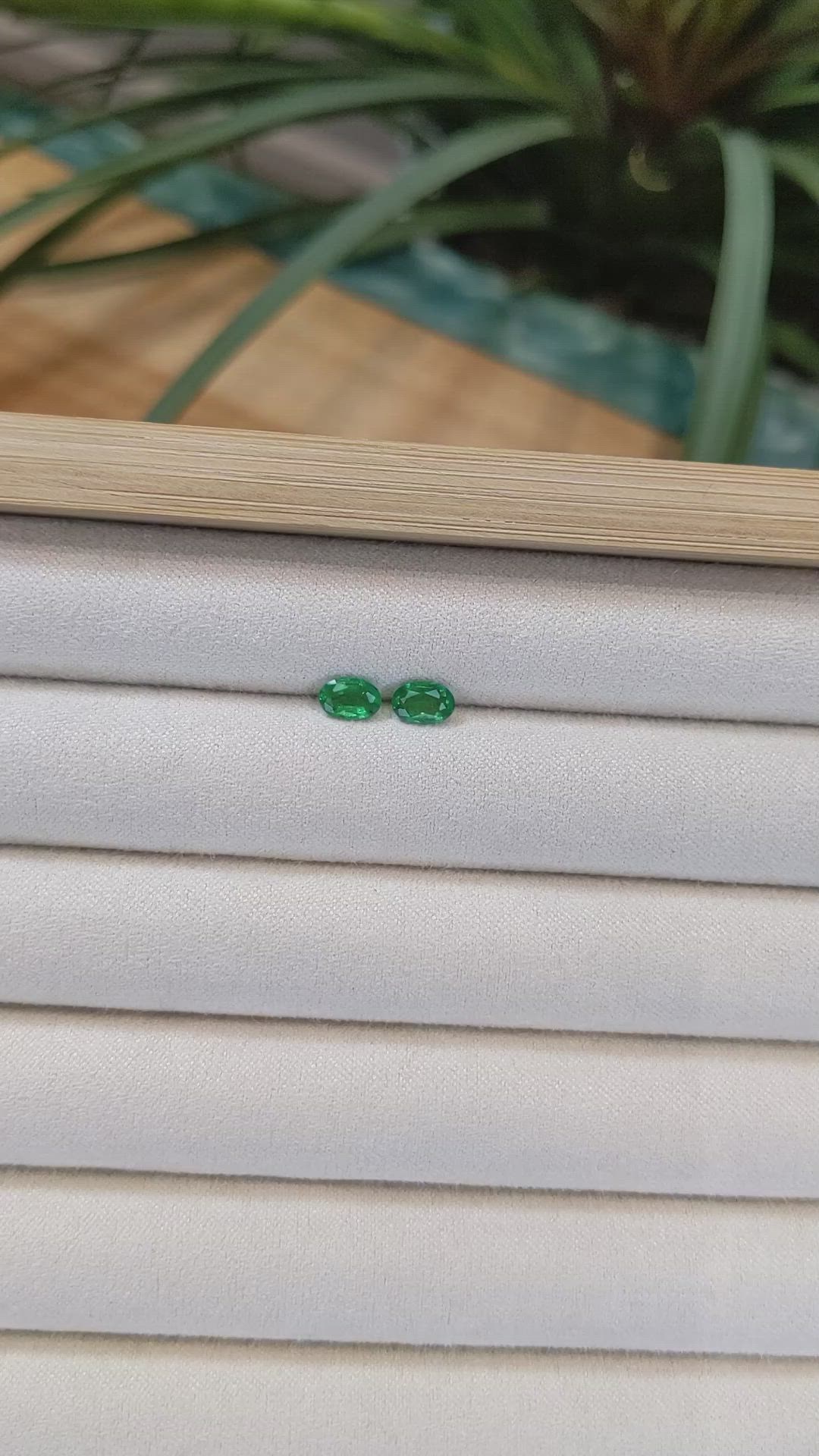 0.82 Ct.Tw.Total Carat Weight Emerald Pair from Zambia Size Video