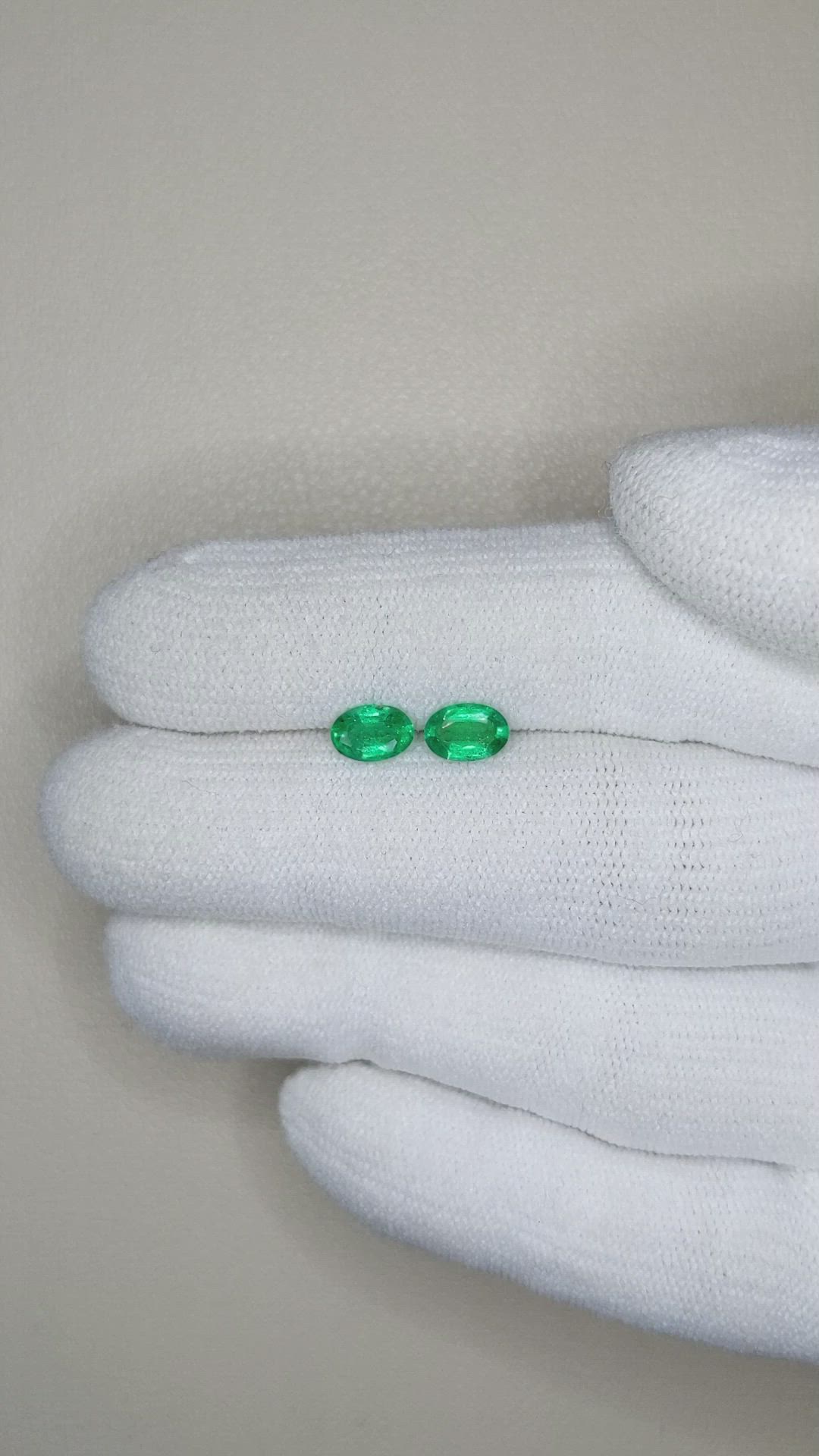 0.82 Ct.Tw.Total Carat Weight Emerald Pair from Zambia Size Video
