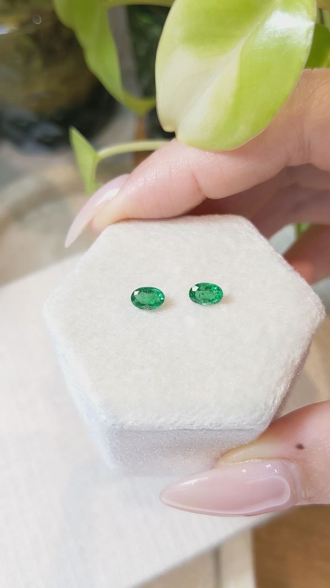 0.73&nbsp;Ct.Tw.Total Carat Weight Emerald Pair from Zambia Size Video