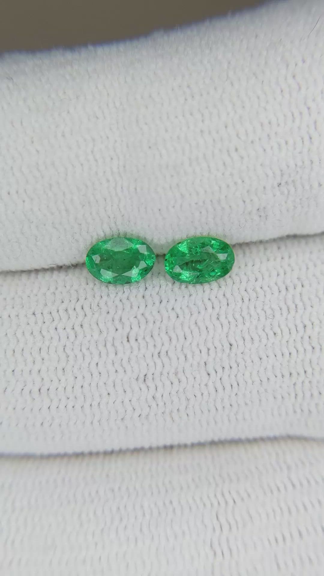 0.73&nbsp;Ct.Tw.Total Carat Weight Emerald Pair from Zambia Size Video
