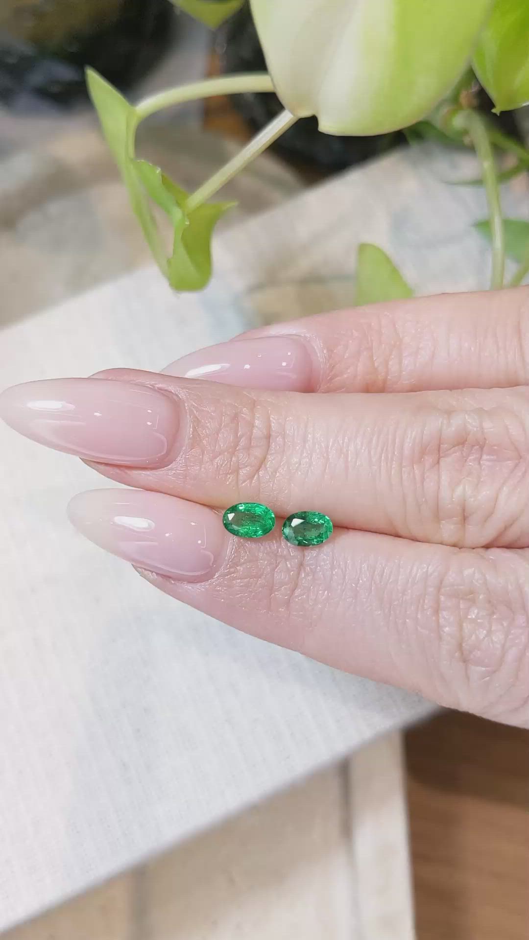 0.78&nbsp;Ct.Tw.Total Carat Weight Emerald Pair from Zambia Size Video