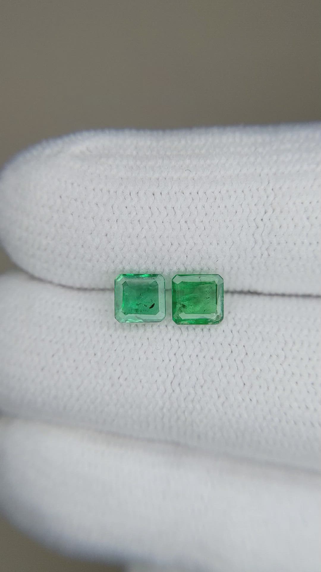 0.67 Ct.Tw.Total Carat Weight Emerald Pair from Colombia Size Video