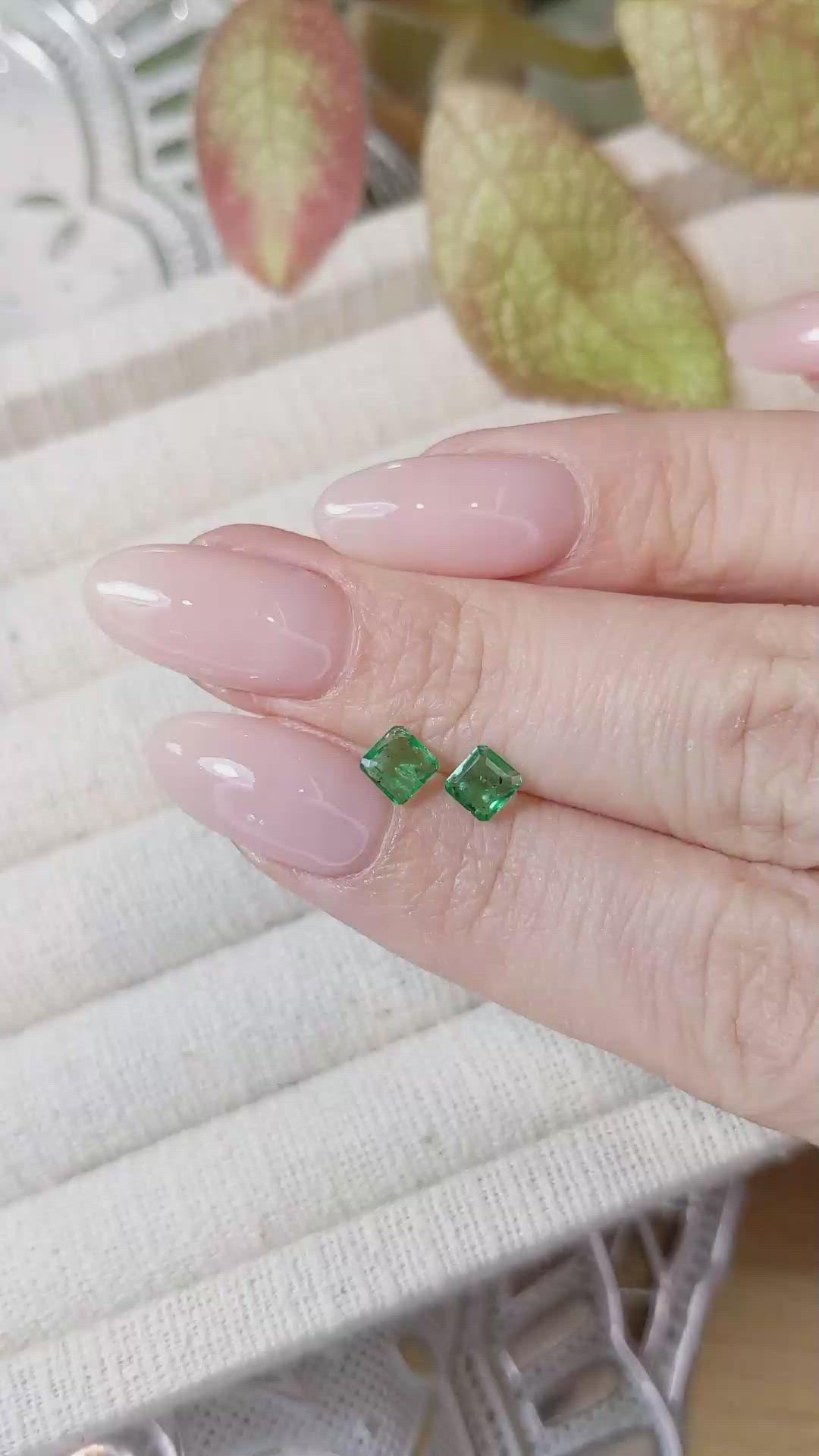 0.67 Ct.Tw.Total Carat Weight Emerald Pair from Colombia Size Video