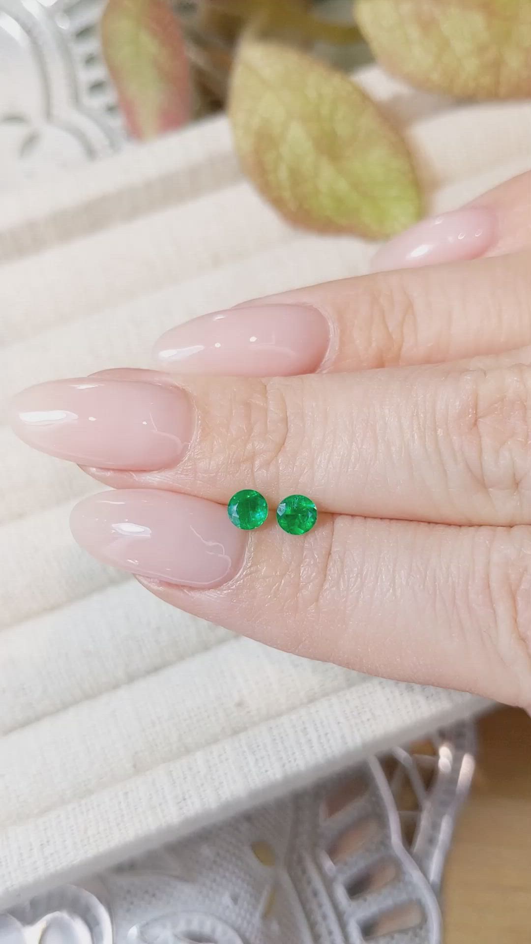 0.45 Ct.Tw.Total Carat Weight Emerald Pair from Colombia Size Video