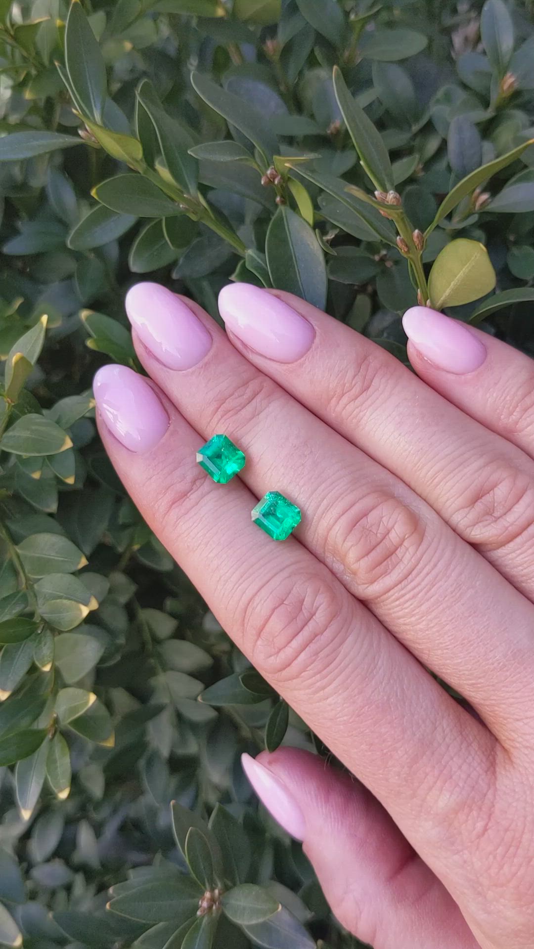 2.09&nbsp;Ct.Tw.Total Carat Weight Emerald Pair from Colombia Size Video