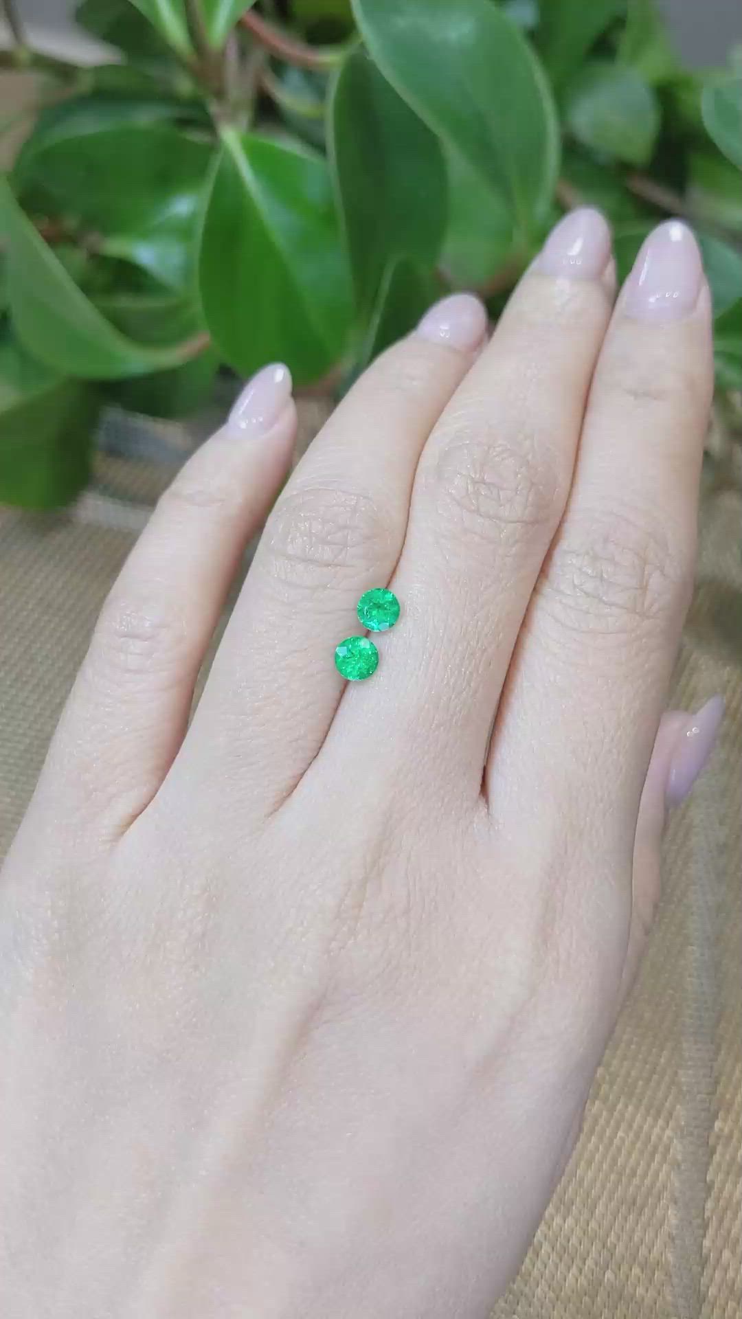 0.74&nbsp;Ct.Tw.Total Carat Weight Emerald Pair from Colombia Size Video
