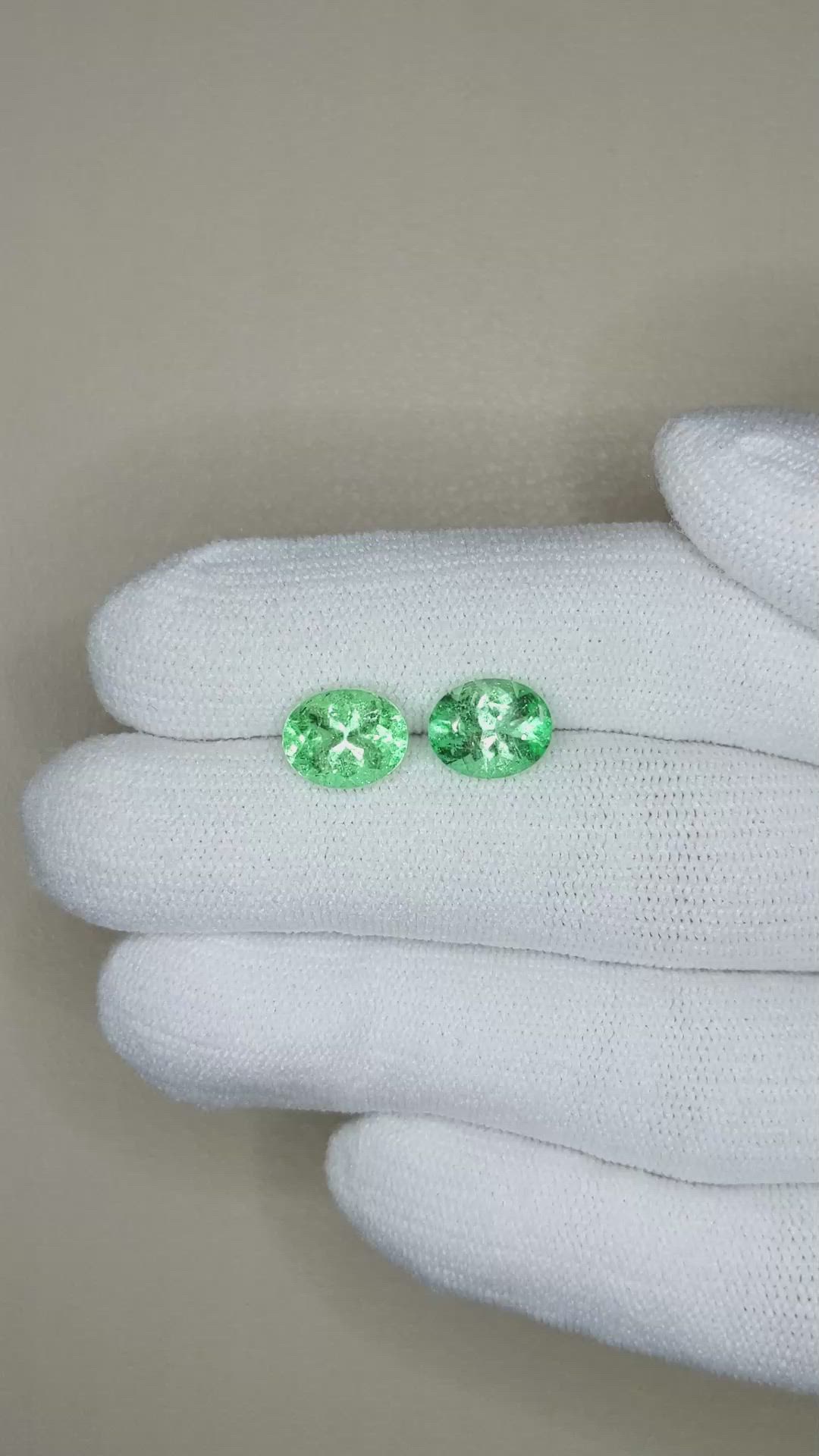 3.11 Ct.Tw.Total Carat Weight Emerald Pair from Colombia Size Video