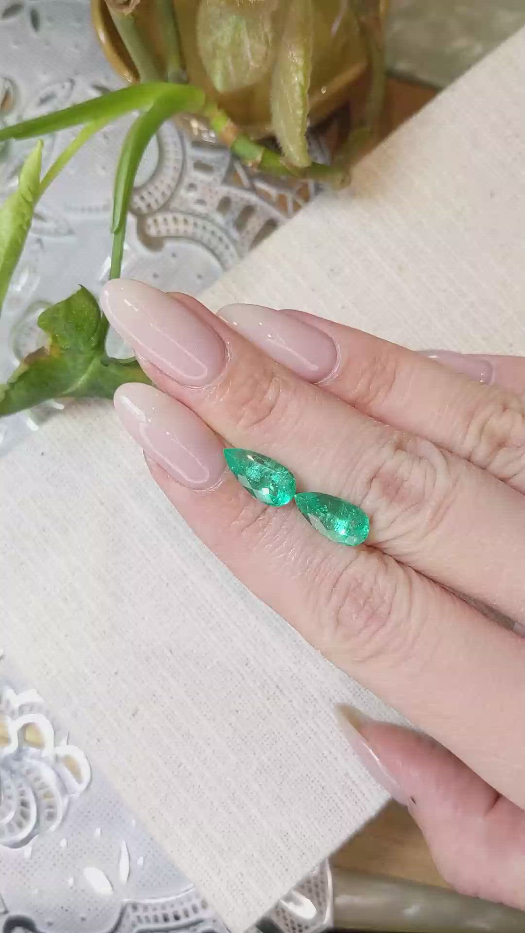 4.93 Ct.Tw.Total Carat Weight Emerald Pair from Colombia Size Video