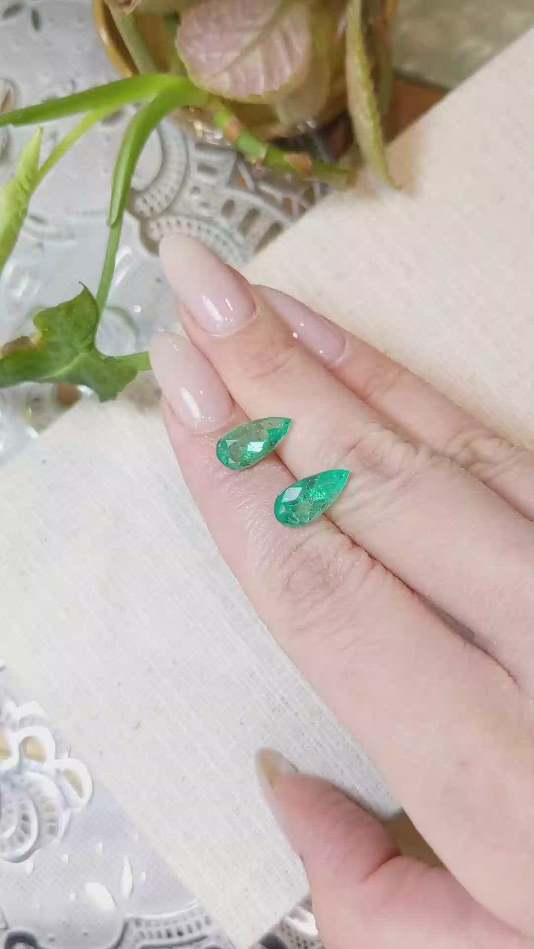 4.93 Ct.Tw.Total Carat Weight Emerald Pair from Colombia Size Video
