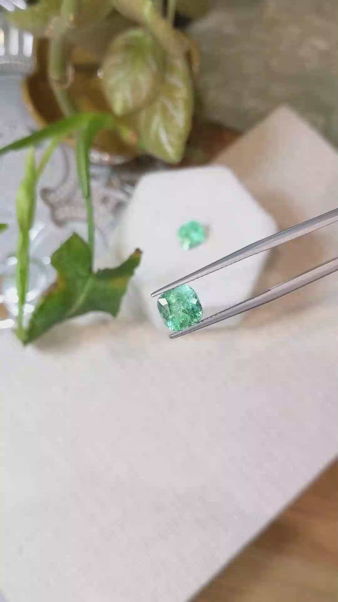 3.75&nbsp;Ct.Tw.Total Carat Weight Emerald Pair from Colombia Size Video