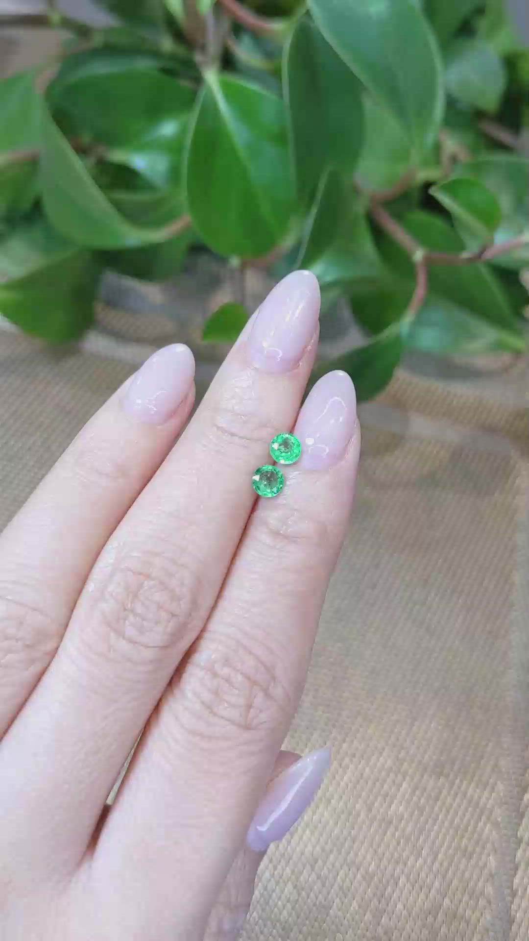 0.65&nbsp;Ct.Tw.Total Carat Weight Emerald Pair from Zambia Size Video