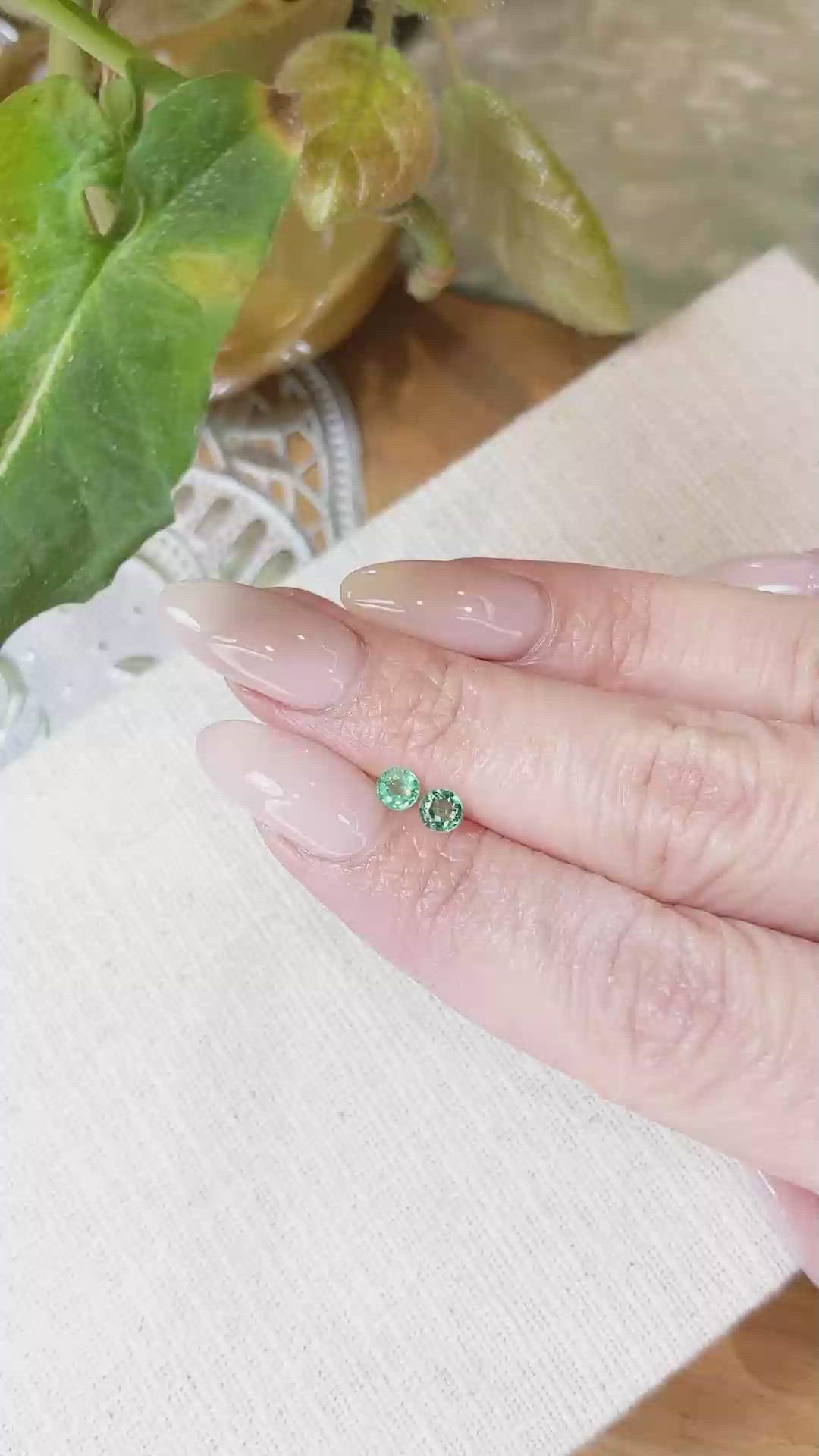 0.42 Ct.Tw.Total Carat Weight Emerald Pair from Zambia Size Video