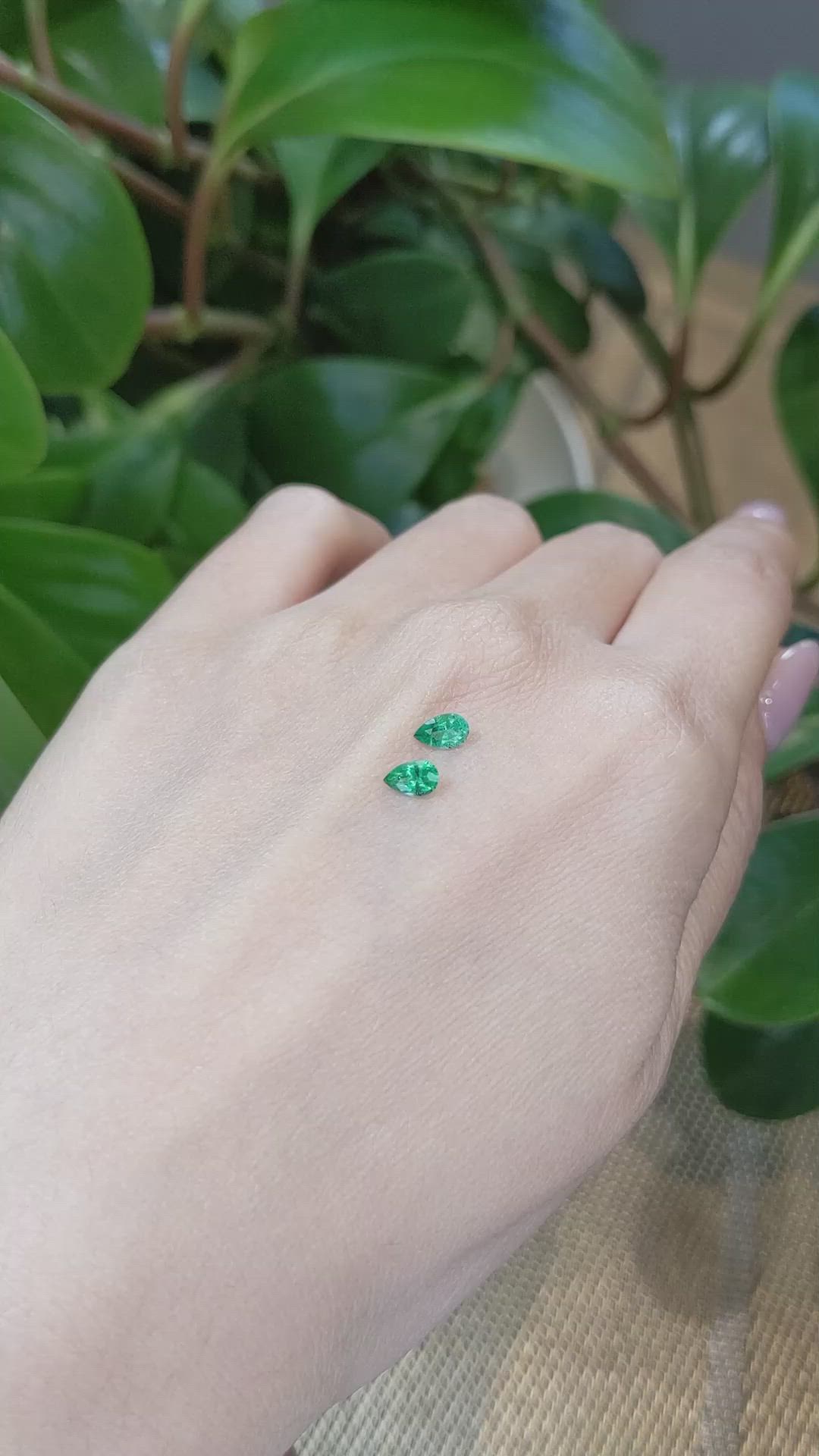 0.49&nbsp;Ct.Tw.Total Carat Weight Emerald Pair from Zambia Size Video