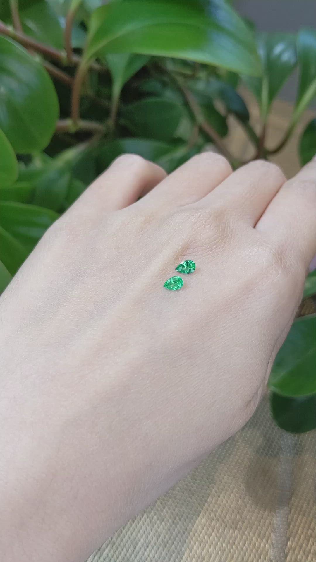 0.40&nbsp;Ct.Tw.Total Carat Weight Emerald Pair from Zambia Size Video