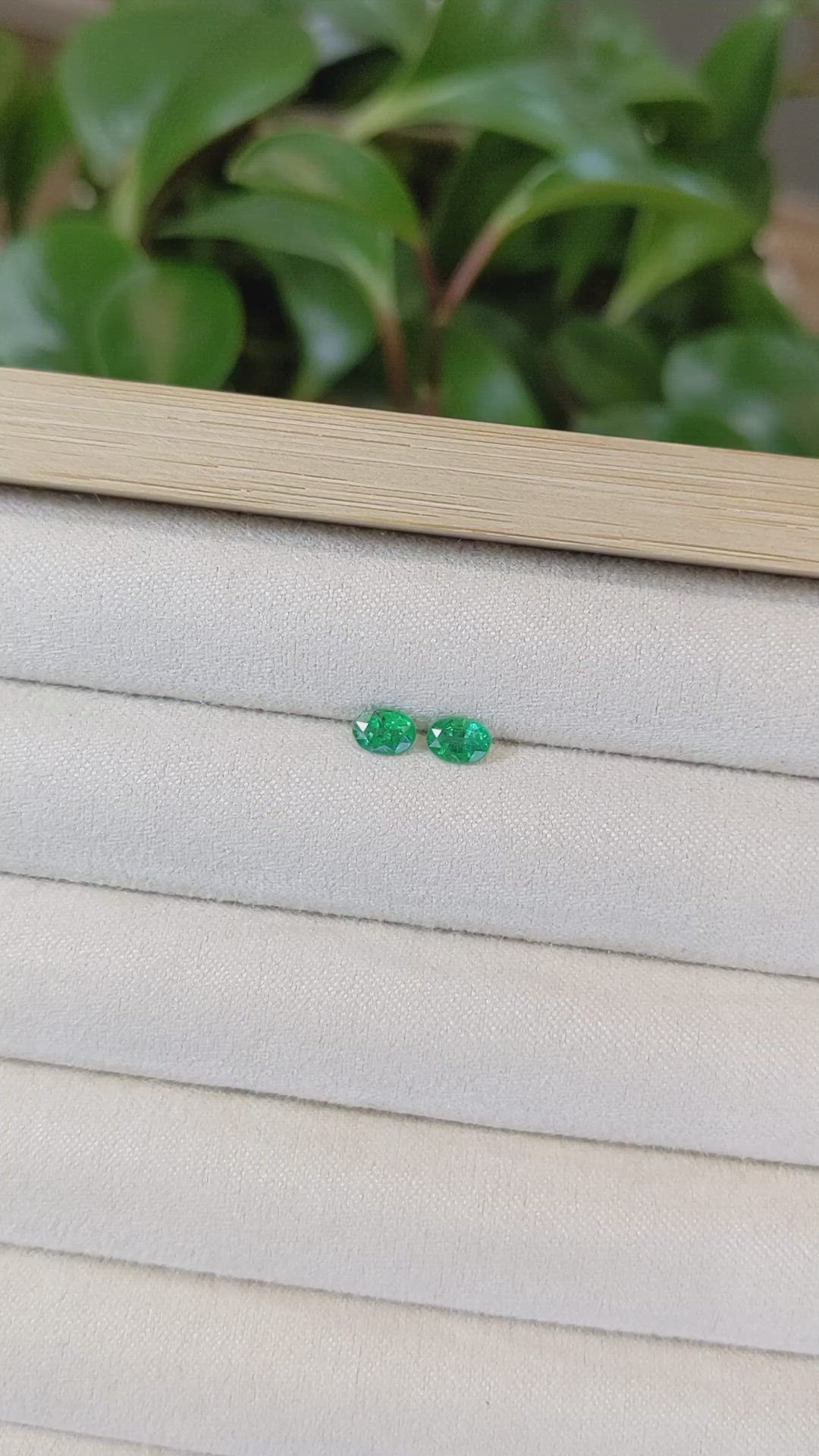 0.62&nbsp;Ct.Tw.Total Carat Weight Emerald Pair from Zambia Size Video