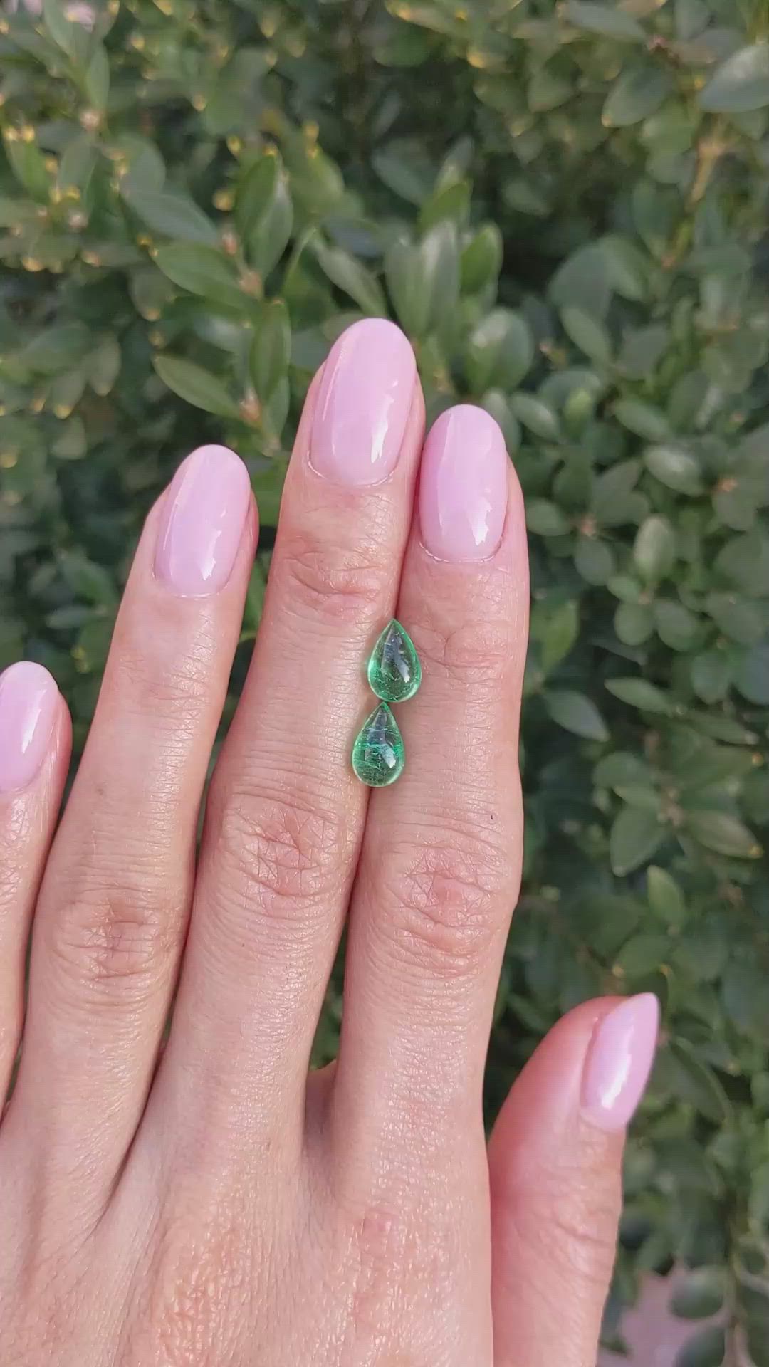 1.95 Ct.Tw.Total Carat Weight Cabochon Emerald Pair from Colombia Size Video