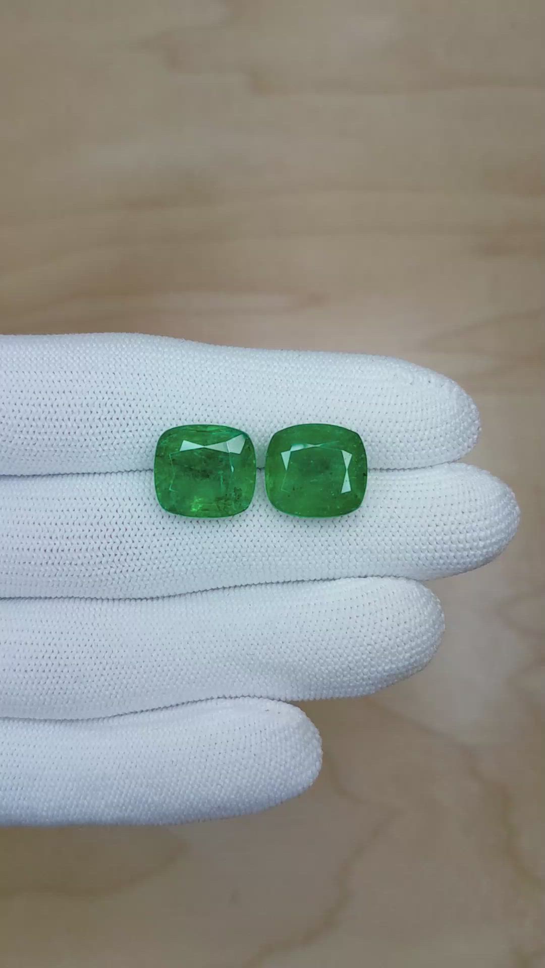 15.30 Ct.Tw.Total Carat Weight Emerald Pair from Zambia Size Video