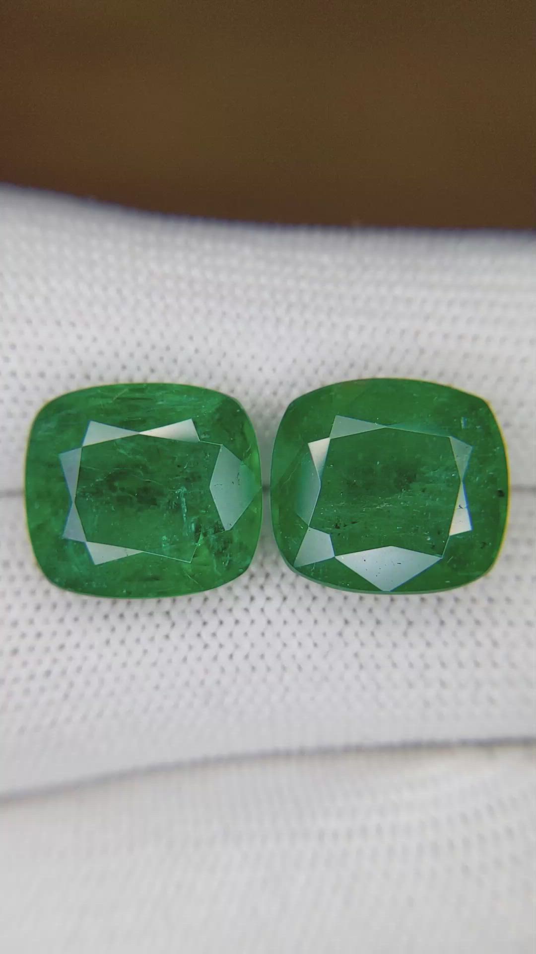 15.30 Ct.Tw.Total Carat Weight Emerald Pair from Zambia Size Video