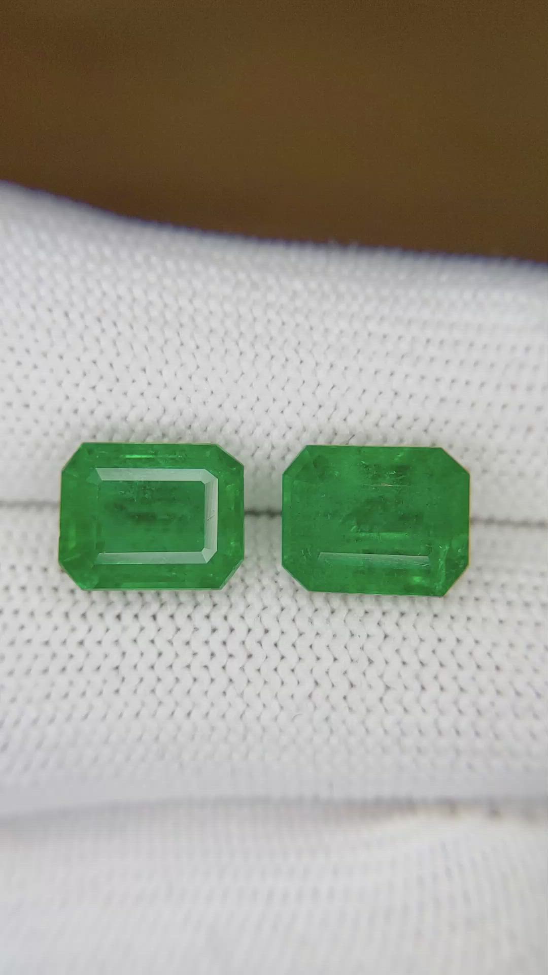 6.79 Ct.Tw.Total Carat Weight Emerald Pair from Zambia Size Video