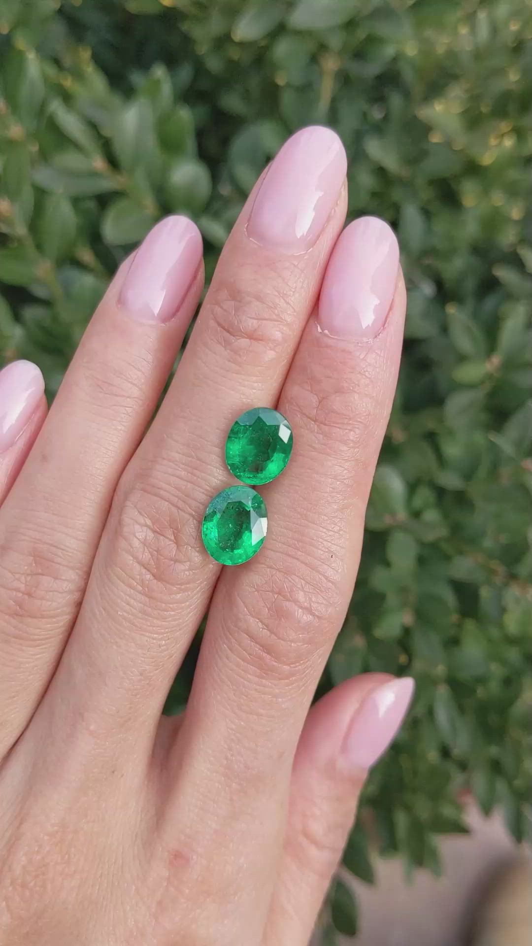 5.28&nbsp;Ct.Tw.Total Carat Weight Emerald Pair from Zambia Size Video