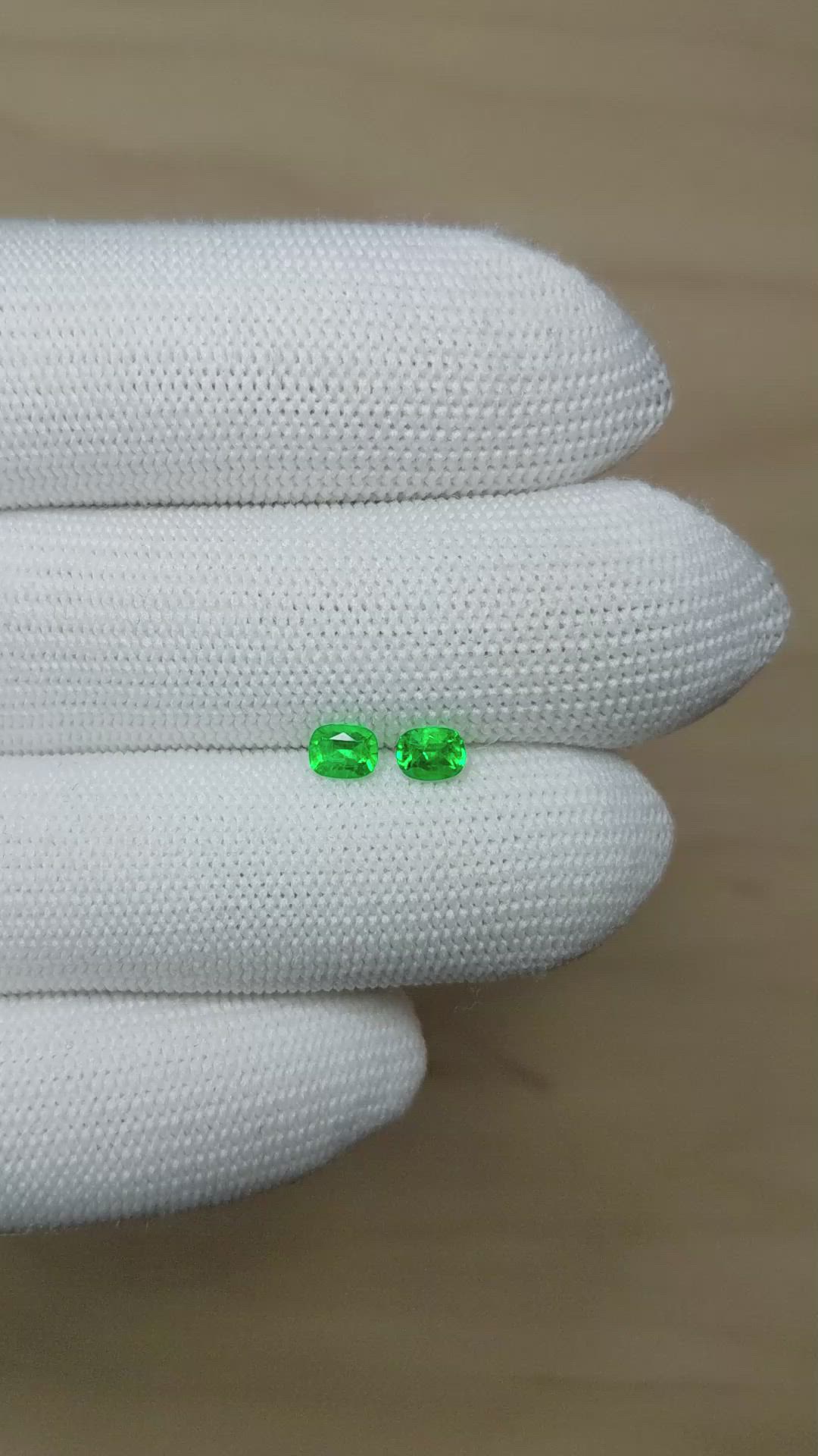 0.62 Ct.Tw.Total Carat Weight Emerald Pair from Afghanistan Size Video