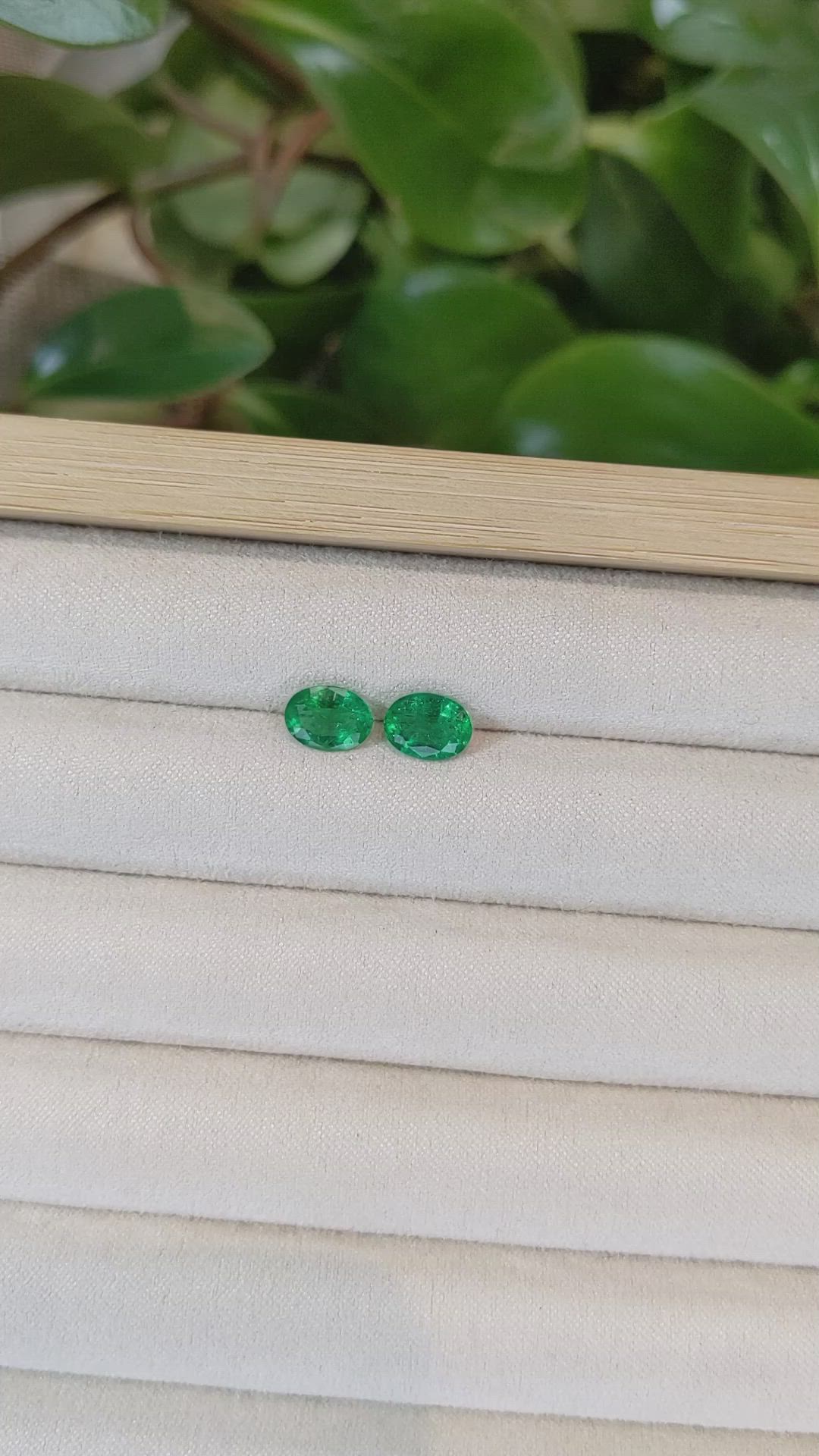 2.14 Ct.Tw.Total Carat Weight Emerald Pair from Zambia Size Video
