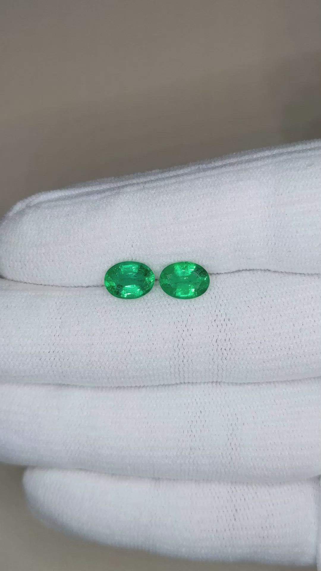 2.14 Ct.Tw.Total Carat Weight Emerald Pair from Zambia Size Video
