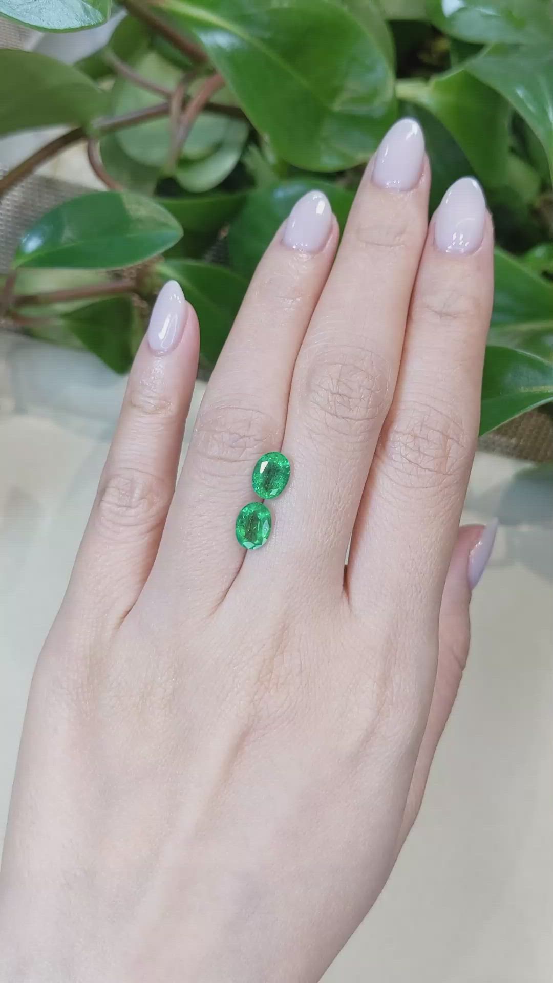 2.14 Ct.Tw.Total Carat Weight Emerald Pair from Zambia Size Video