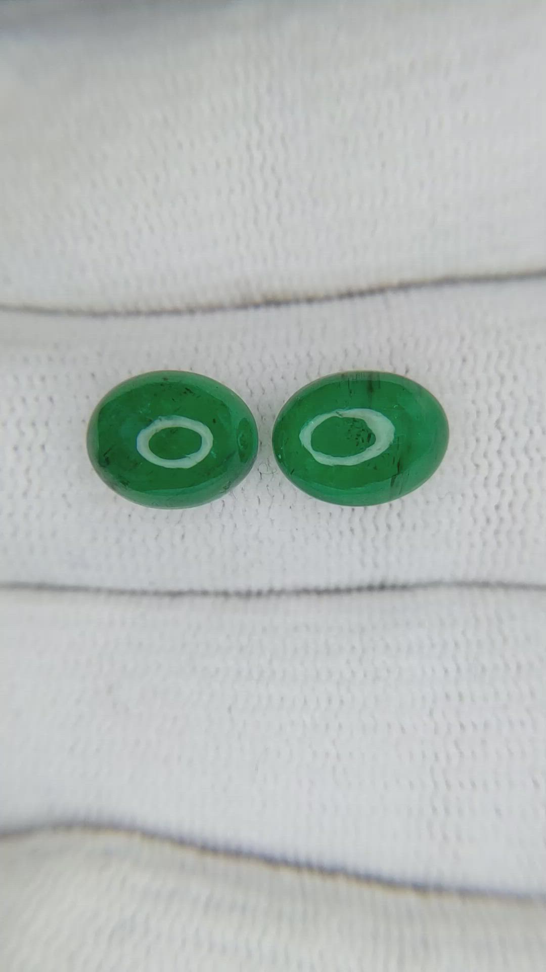 4.38 Ct.Tw.Total Carat Weight Cabochon Emerald Pair from Zambia Size Video