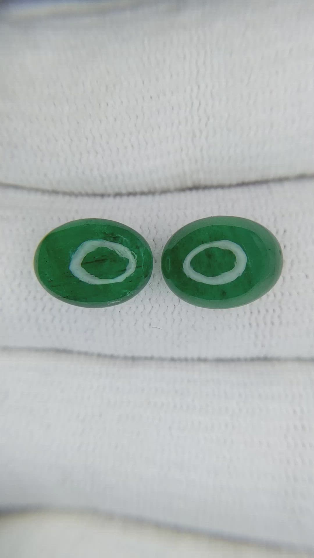 6.83 Ct.Tw.Total Carat Weight Cabochon Emerald Pair from Zambia Size Video